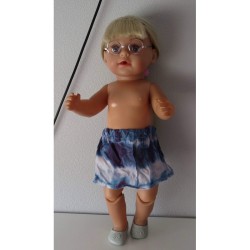 rok blauw gevlamd baby born 43cm