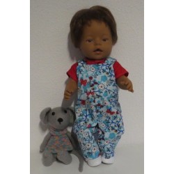 tuinbroek blauw hippevlinders baby born 43cm