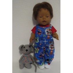 tuinbroek blauw piraat baby born 43cm