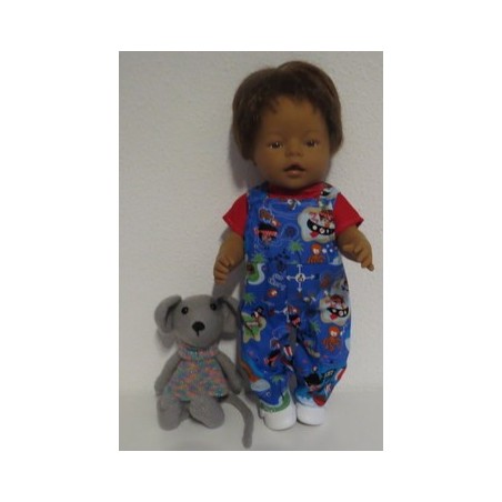 tuinbroek blauw piraat baby born 43cm