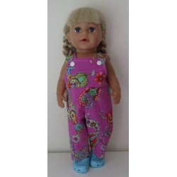 tuinbroek hard roze bewerkt baby born 43cm