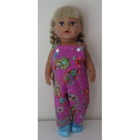 tuinbroek hard roze bewerkt baby born 43cm