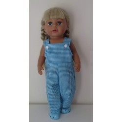 tuinbroek aqua blauw geruit baby born 43cm