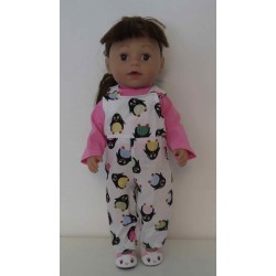 tuinbroek wit pinguins baby born 43cm