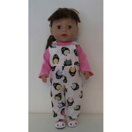 tuinbroek wit pinguins baby born 43cm