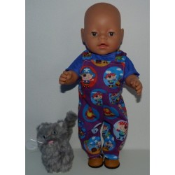 tuinbroek paars piraat baby born 43cm