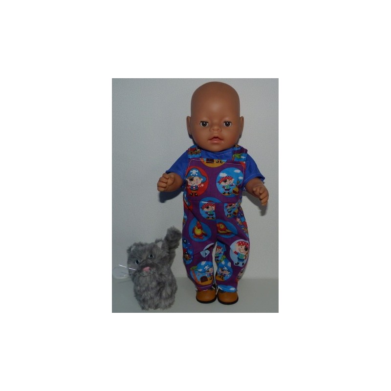tuinbroek paars piraat baby born 43cm
