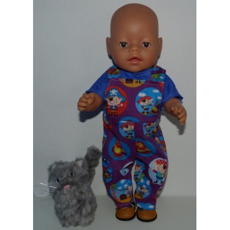tuinbroek paars piraat baby born 43cm