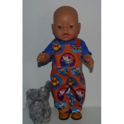tuinbroek oranje piraat baby born 43cm