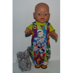 tuinbroek papagaaien blauw baby born 43cm