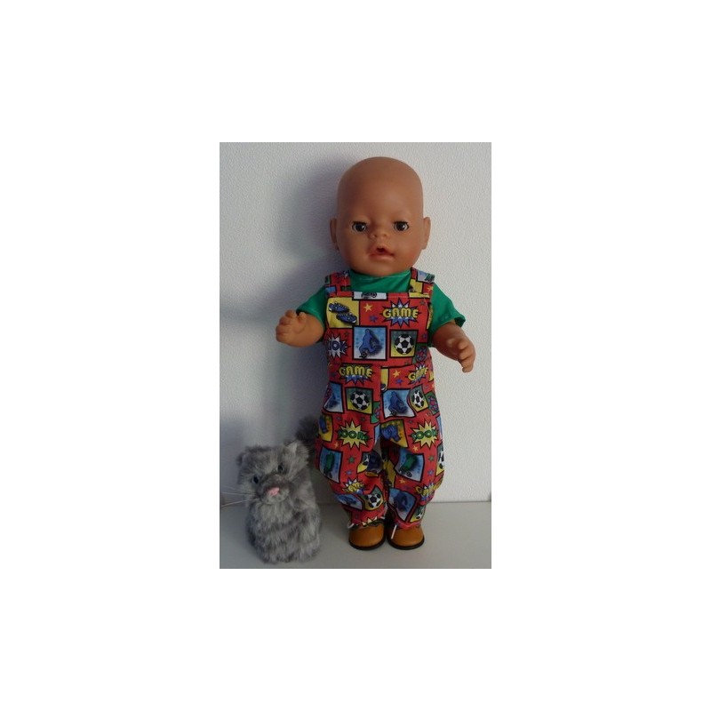 tuinbroek rood voetbal baby born 43cm