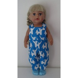 tuinbroek blauw olifanten baby born 43cm
