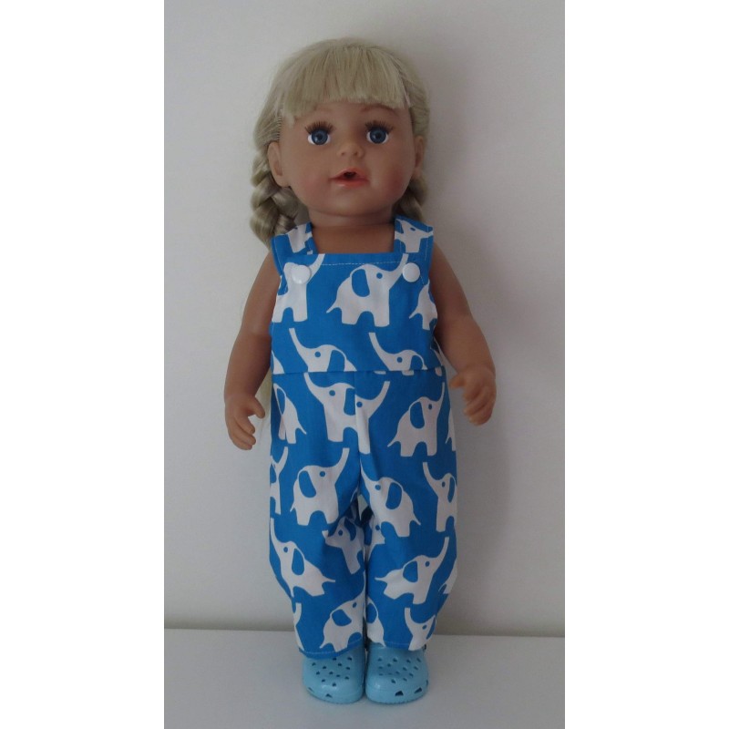 tuinbroek blauw olifanten baby born 43cm