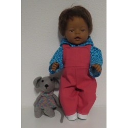 spijkertuinbroek blauw bloemen baby born 43cm