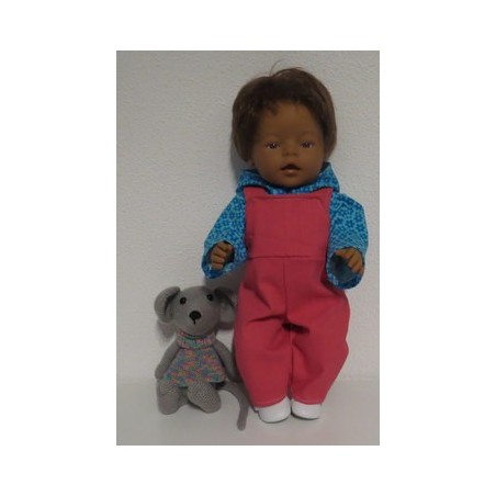 spijkertuinbroek blauw bloemen baby born 43cm