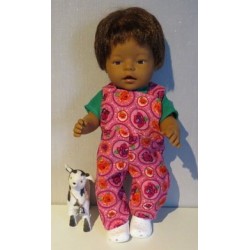 tuinbroek roze roosjes baby born 43cm