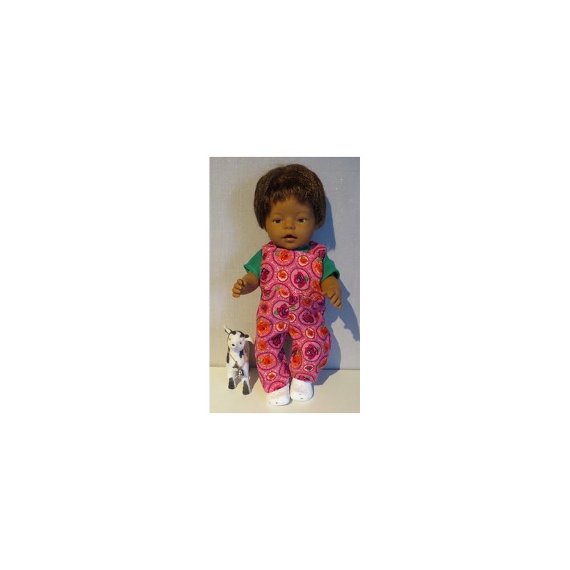 tuinbroek roze roosjes baby born 43cm
