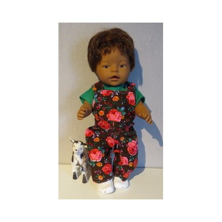 tuinbroek bruin roosjes baby born 43cm