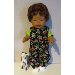 tuinbroek zwart roosjes baby born 43cm