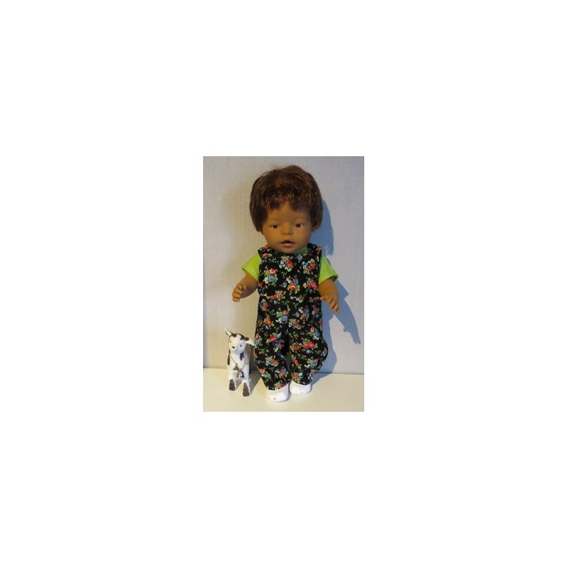 tuinbroek zwart roosjes baby born 43cm