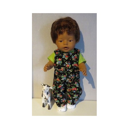 tuinbroek zwart roosjes baby born 43cm