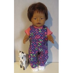 tuinbroek paars bloemen  baby born 43cm