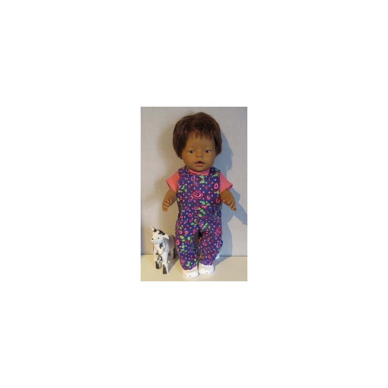 tuinbroek paars bloemen  baby born 43cm