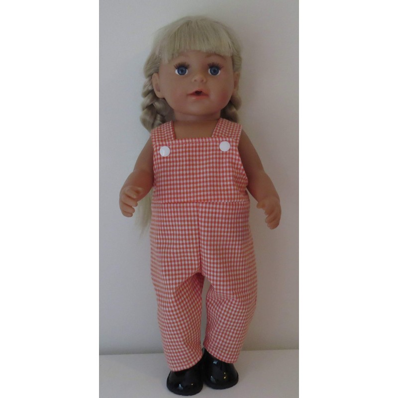 tuinbroek oranje geruit baby born 43cm