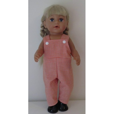 tuinbroek oranje geruit baby born 43cm
