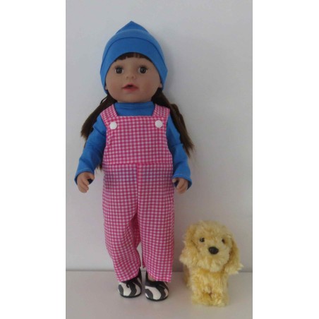 tuinbroek hard roze geruit baby born 43cm