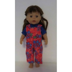 tuinbroek rood bloemen baby born 43cm