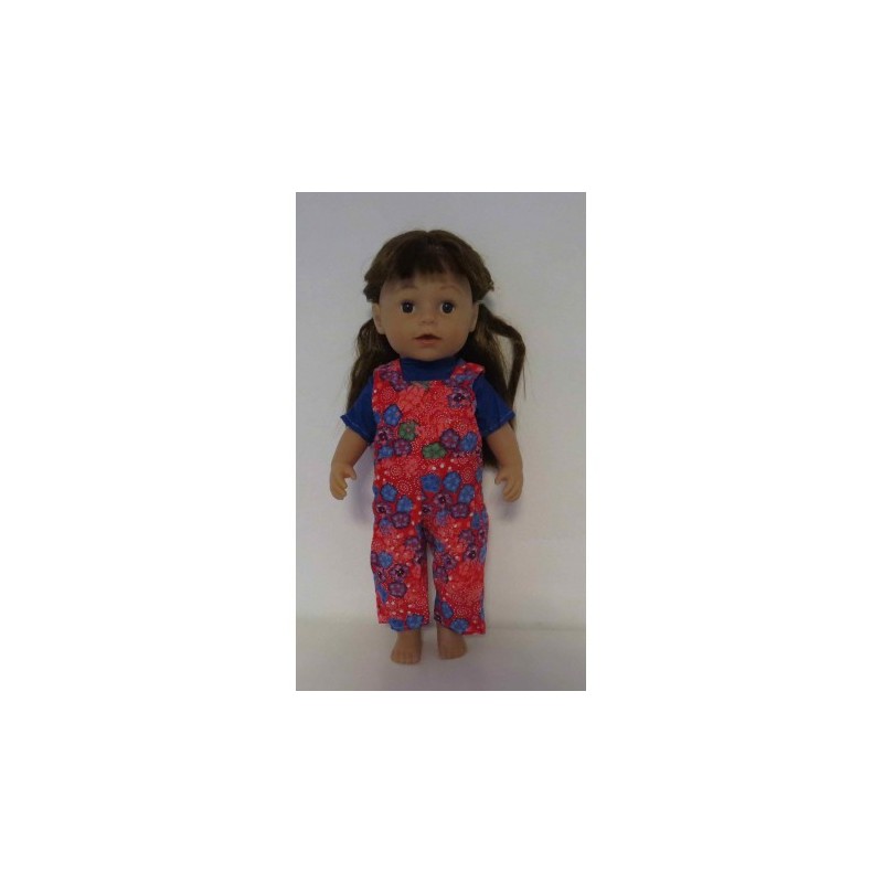 tuinbroek rood bloemen baby born 43cm