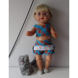 zomerkleding  setje blauw eekhoorns baby born 43cm