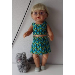 zomerkleding  setje groen bloemen groen  baby born 43cm