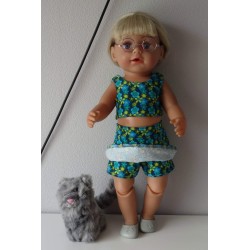 zomerkleding  setje groen bloemen groen  baby born 43cm