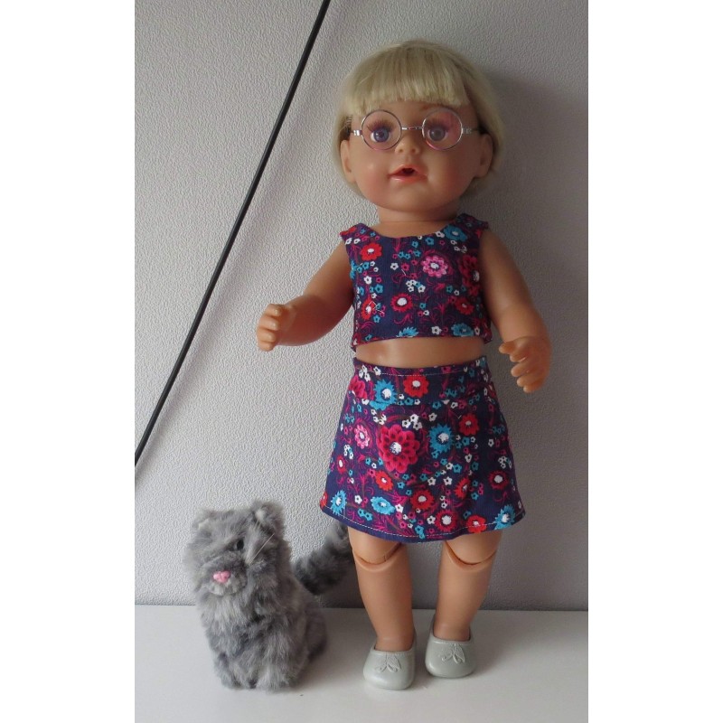 zomerkleding  setje blauw bloemen rood  baby born 43cm