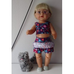 zomerkleding  setje blauw bloemen rood  baby born 43cm