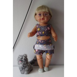 zomerkleding  setje grijs bloemen  baby born 43cm