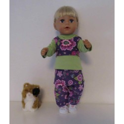 najaars setje paars bloemen baby born 43cm