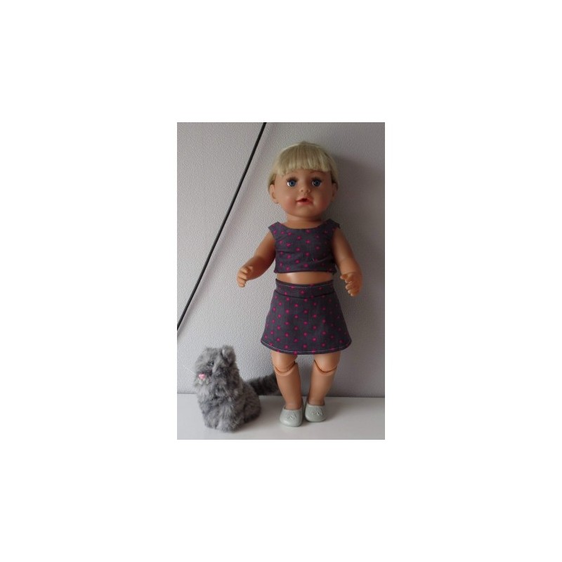 zomerkleding  setje grijs sterren roze   baby born 43cm
