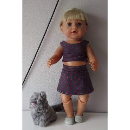 zomerkleding  setje grijs sterren roze   baby born 43cm