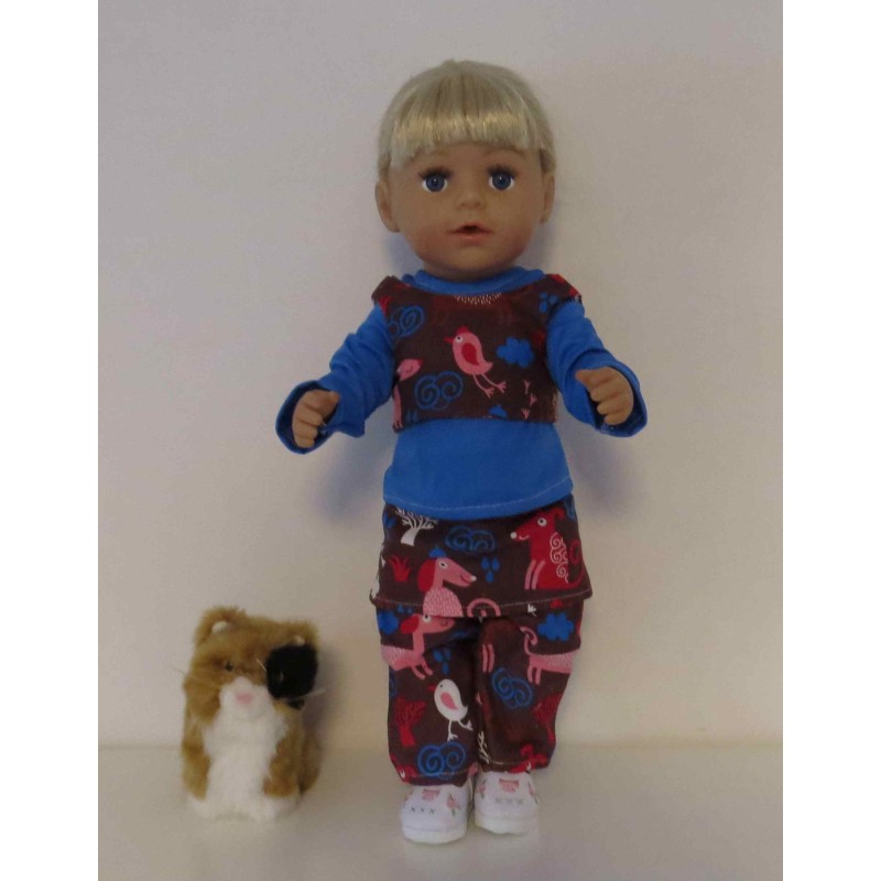 najaars setje bruin honden baby born 43cm