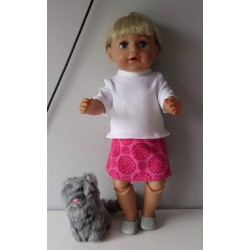 rok setje grijs met roze bloemen  baby born 43cm