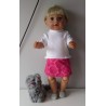 rok setje grijs met roze bloemen  baby born 43cm