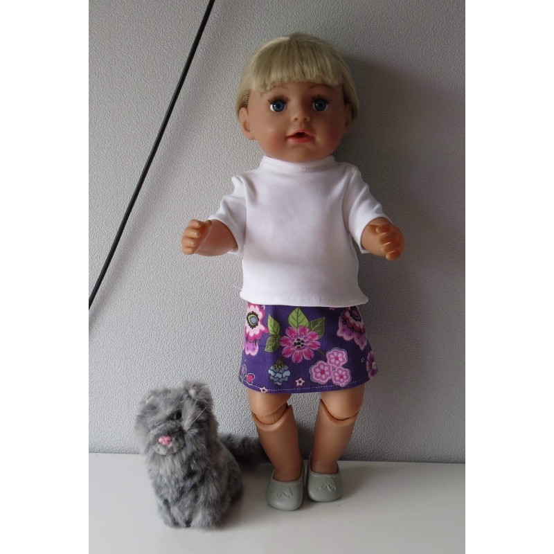 rok setje paars bloemen baby born 43cm