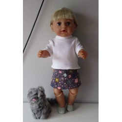 rok setje grijs bloemen baby born 43cm