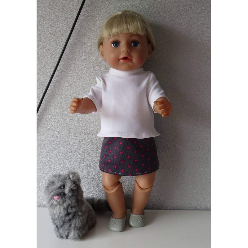 rok setje grijs sterren roze baby born 43cm