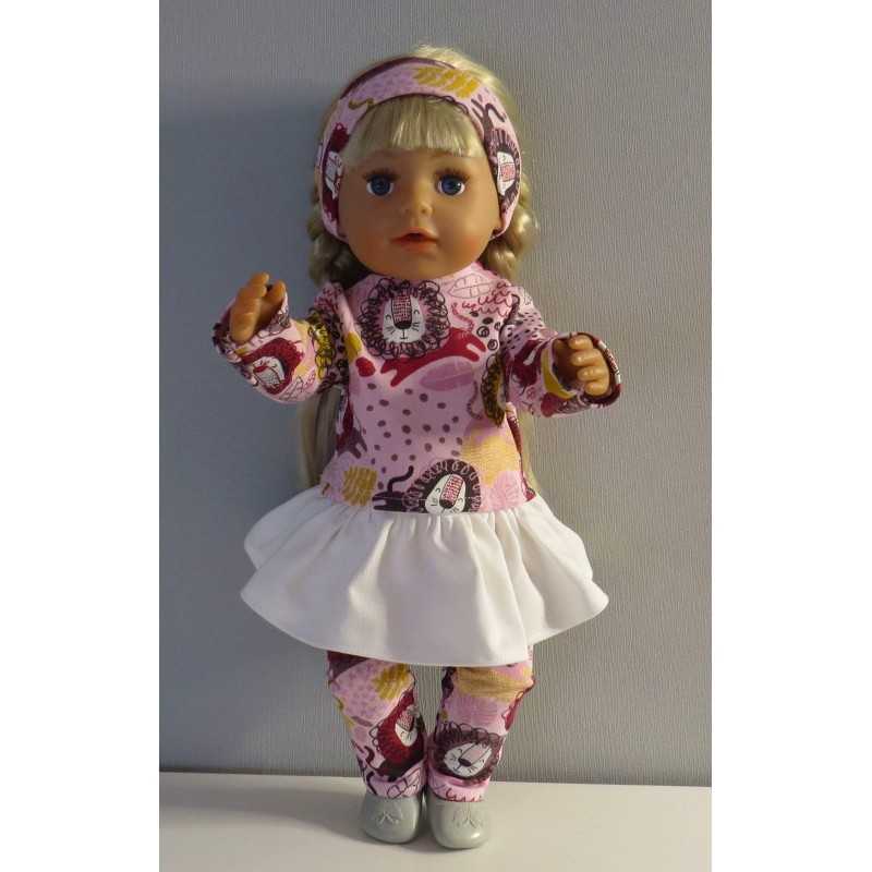rok setje roze leeuwen baby born 43cm