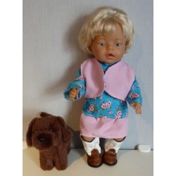 rok setje hipdepip blauw met roze baby born 43cm