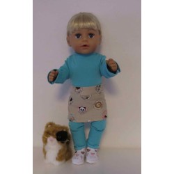 rok setje licht bruin dieren baby born 43cm